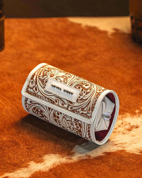 Handtooled Canyon Jewellery Case - Ivory Dust