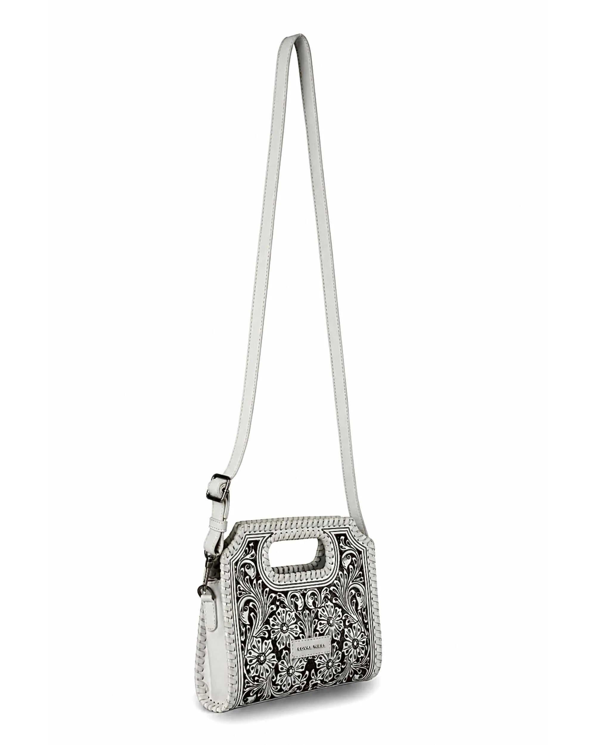 Handtooled Alma Medium Handbag - Ivory Dust