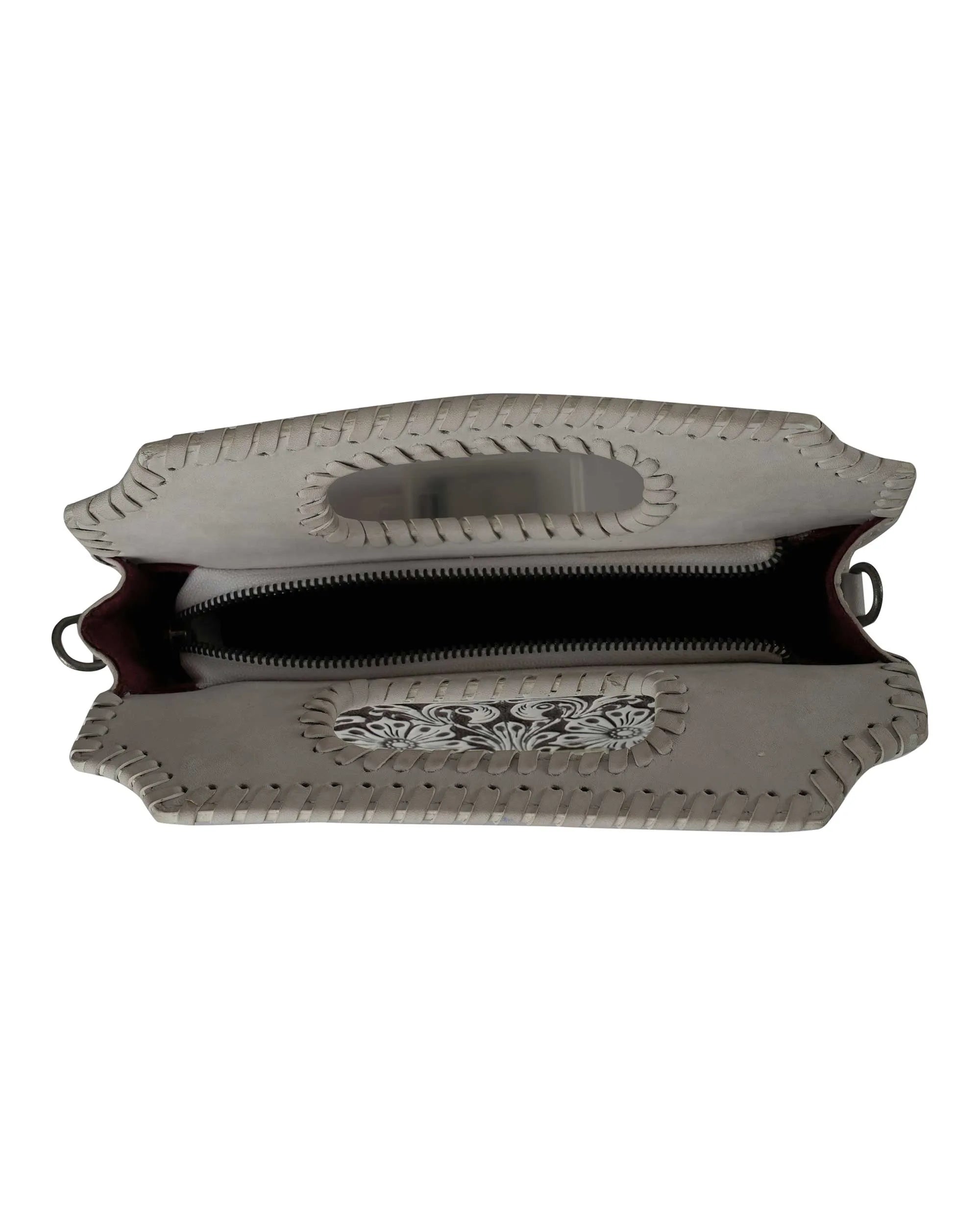 Handtooled Alma Medium Handbag - Ivory Dust