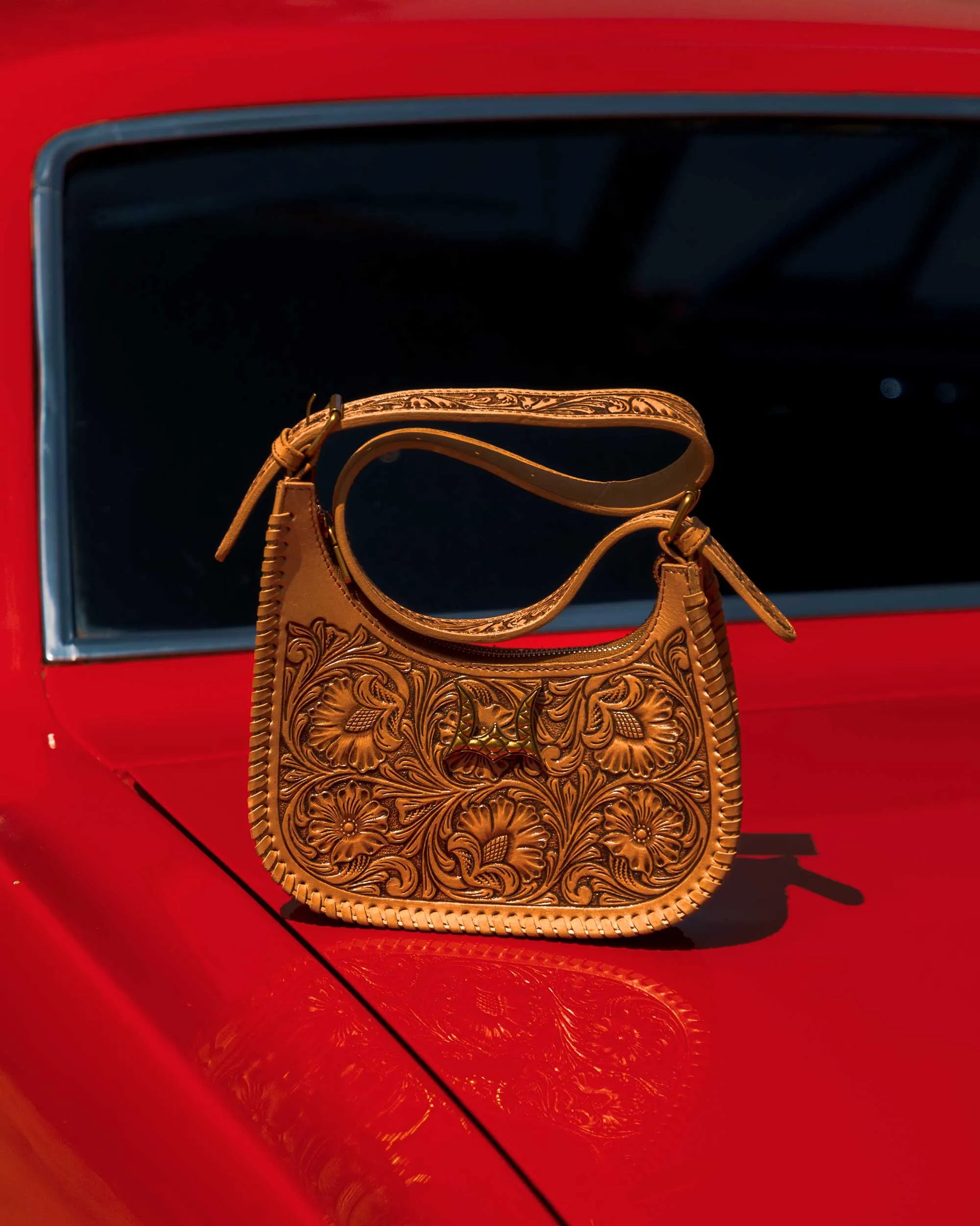 Handtooled Dannia Medium Purse - Slant Form