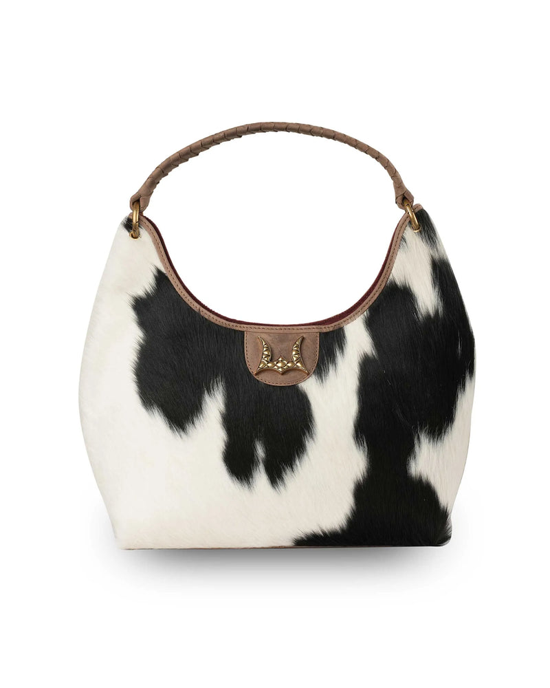 LW Medium Purse - Black & White Cowhide