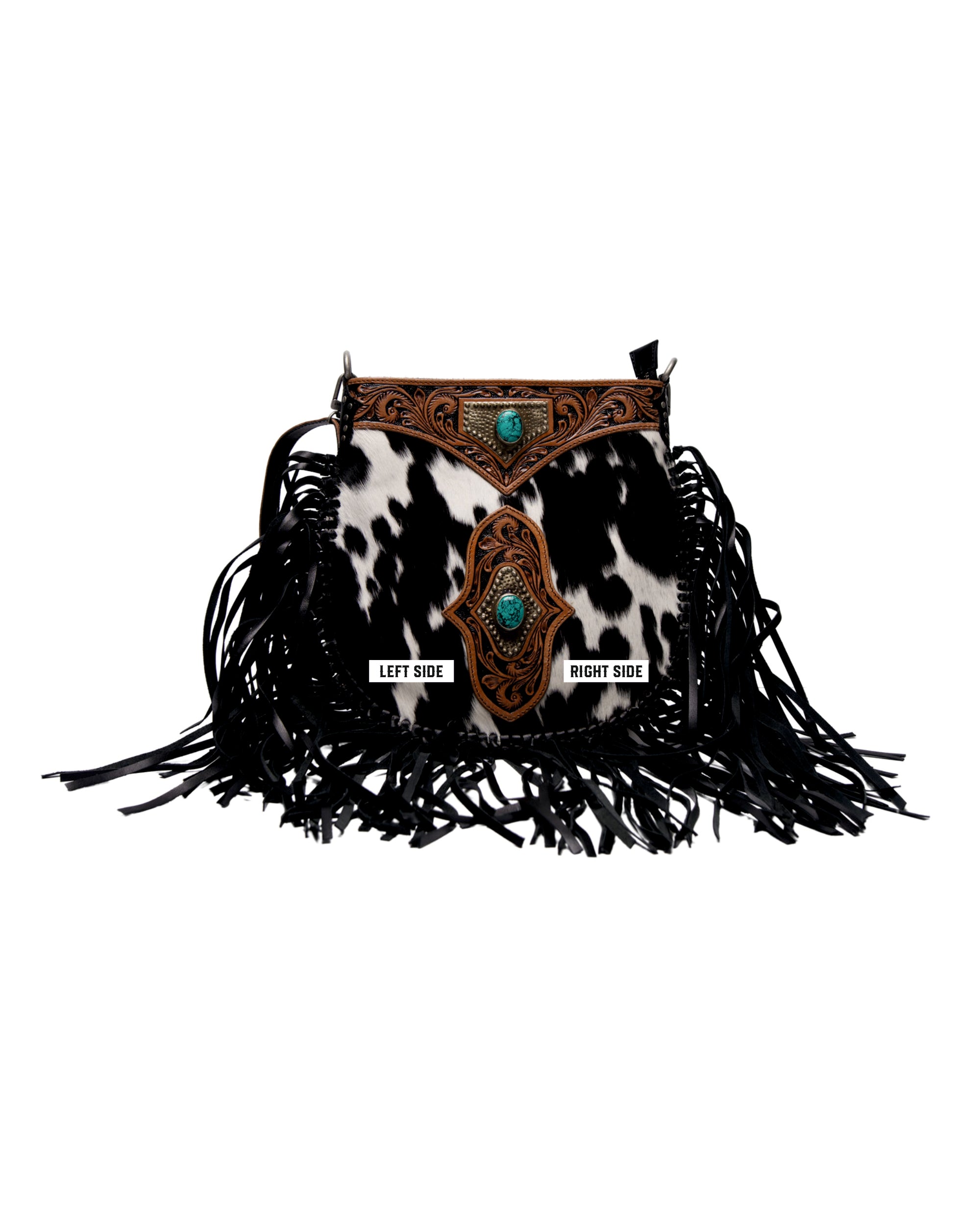 Mojave Tassle Bag - Black & White Cowhide