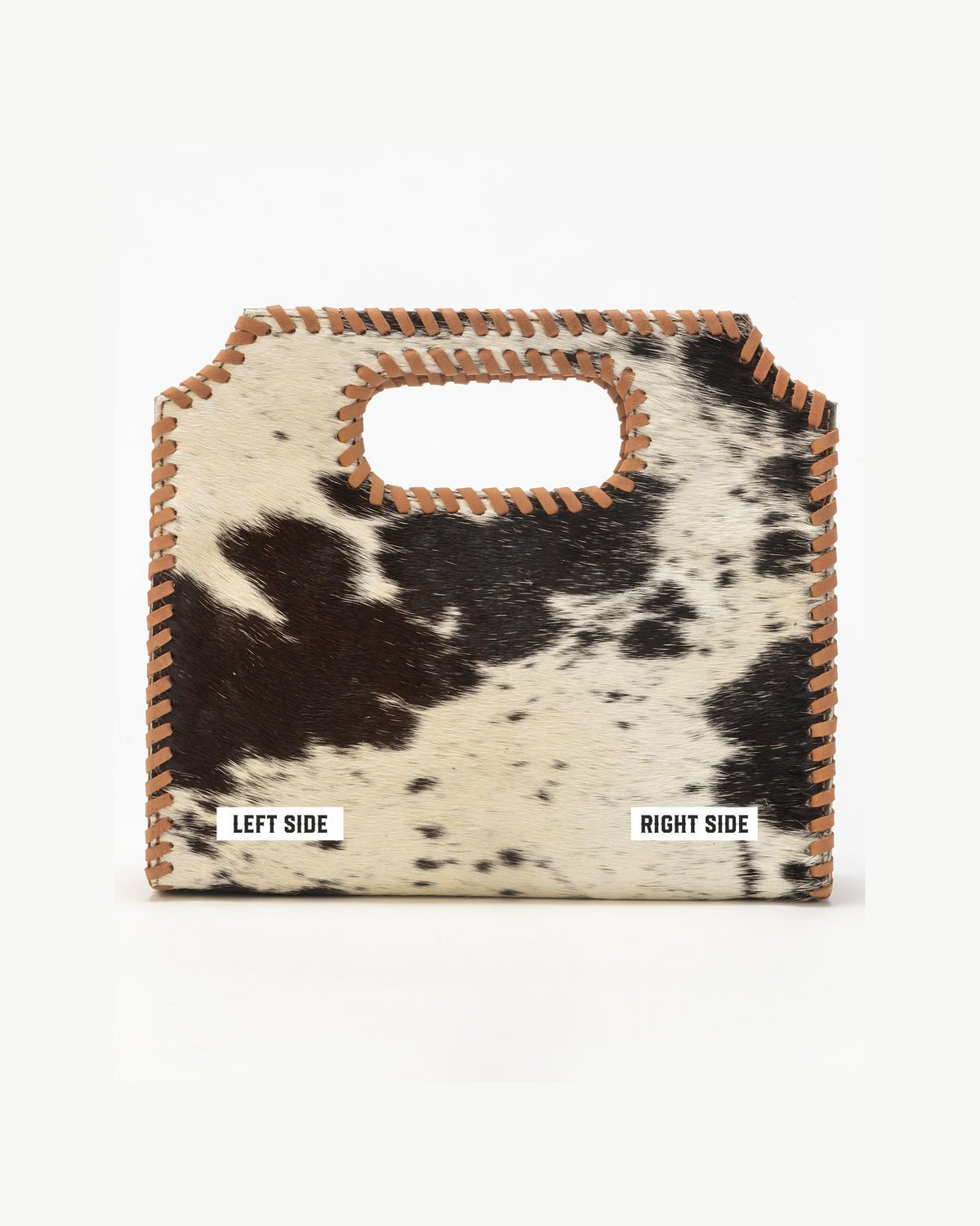Alma Medium Hand Bag In Black & White Cowhide