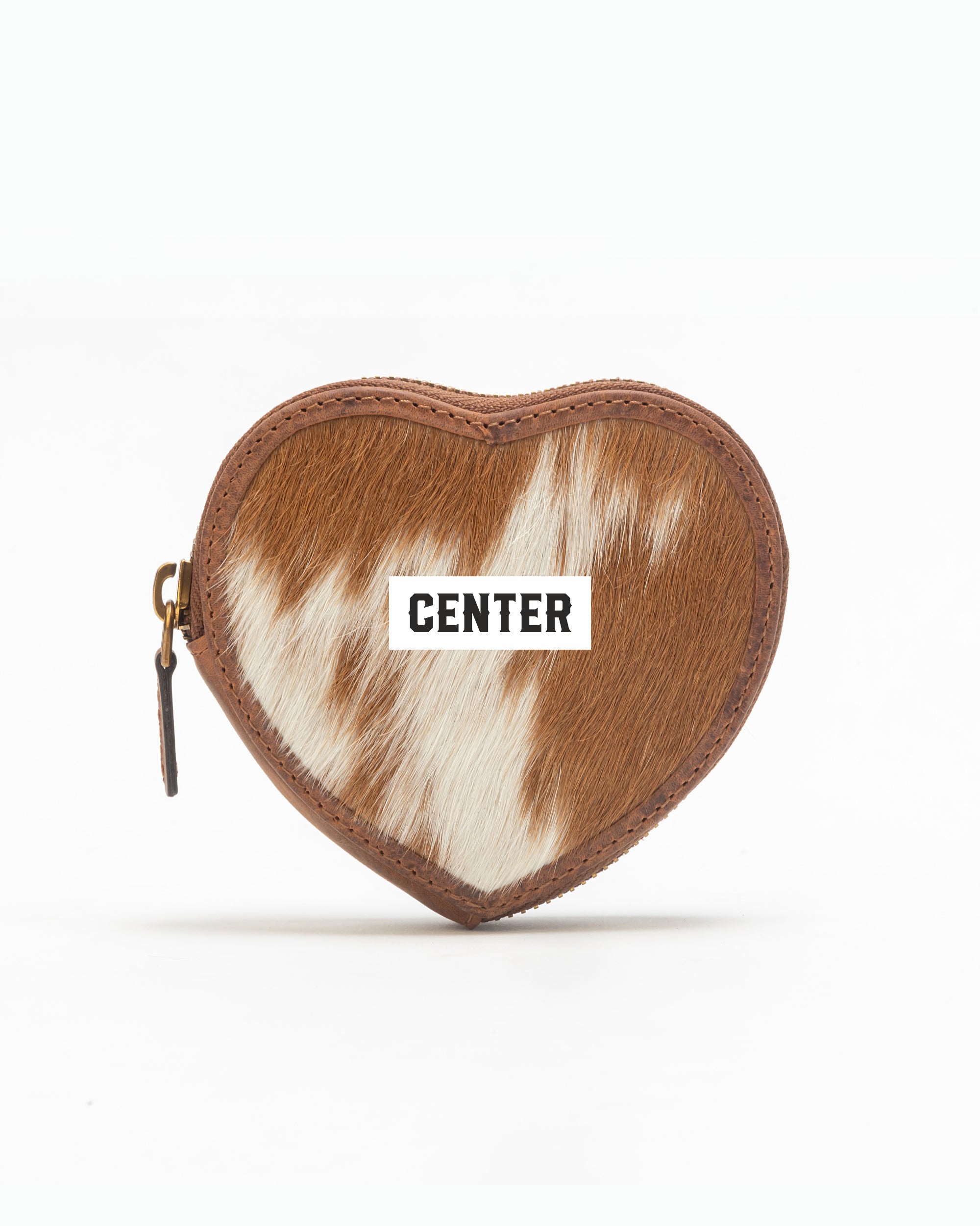 Cupid Coin Pouch In Brown & White Cowhide