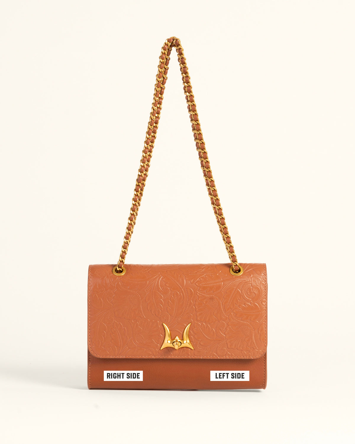 Savi Small Embossed & Grained Leather Bag - Amber Glow