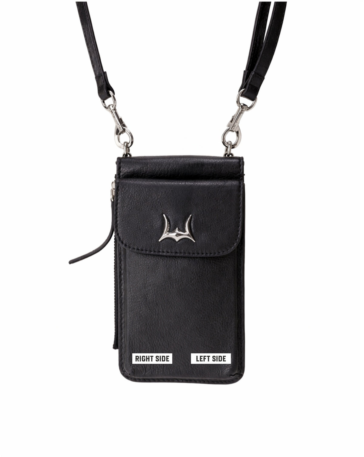 Shell Phone Bag In Calf Leather -Black