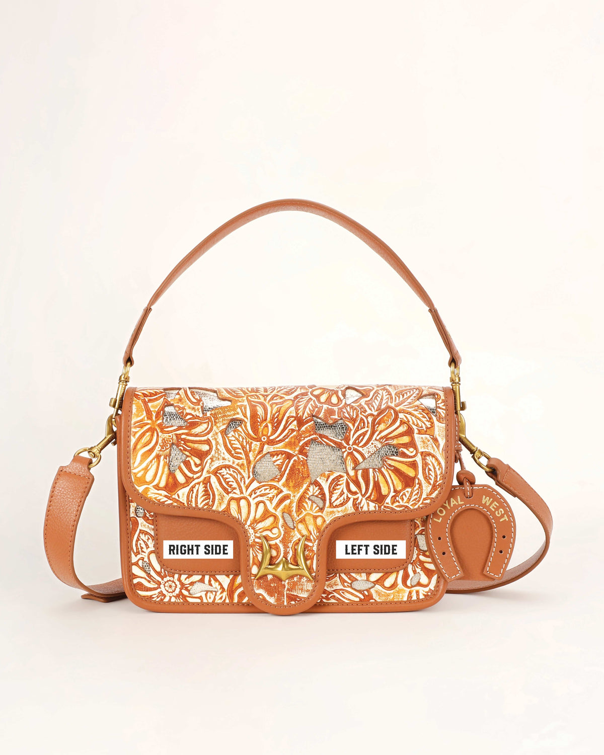 Shell Medium Purse – Golden Floral Leather